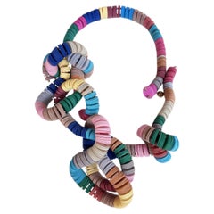 Medusa Necklace in Paper, Brass, Ceramic Beads & Magnetic Clasp by Verde Alfieri