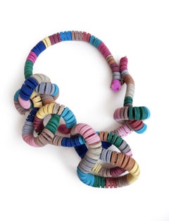 Medusa Necklace in Paper, Brass, Ceramic Beads & Magnetic Clasp by Verde Alfieri