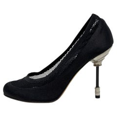 Dior Galliano Runway Black Satin Mesh Pumps Fall 2006 Heels 36