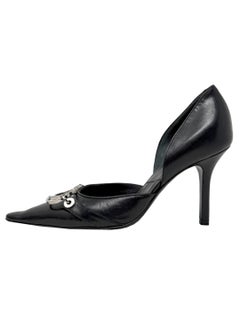 Dior Galliano CD Logo D'Orsay Pointed Toe Pumps Black 36.5