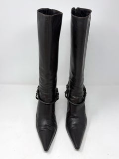 Gucci Tom Ford FW 1999 Horsebit Harness Brown Leather Boots 7.5
