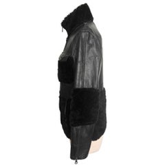 Chanel Karl Lagerfeld FW 2010 Black Leather Wool Military Jacket CC Size 34