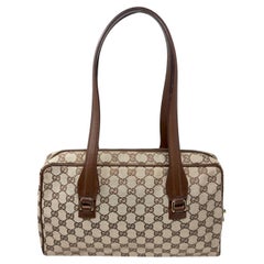 Gucci Vintage Monogram Canvas Shoulder Tote Bag Beige Brown Y2K