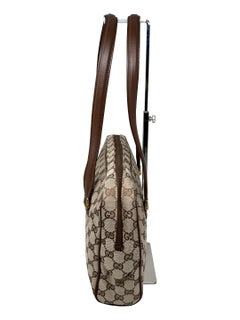 Gucci Vintage Monogram Canvas Shoulder Tote Bag Beige Brown Y2K