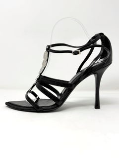 Christian Dior Galliano 2003 Belly Sandals Black Logo Coin Heels 40.5