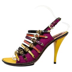 Louis Vuitton SS2006 Runway Alligator Calf Hair Buckle Sandals 38
