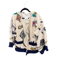 Vintage Chanel CHANEL Jacket 94P Cotton Pile Gown Cardigan Lucky Charms logo