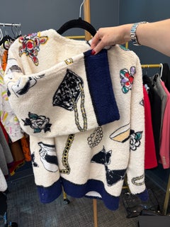 Vintage Chanel CHANEL Jacket 94P Cotton Pile Gown Cardigan Lucky Charms logo