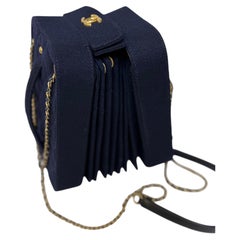 Chanel Navy Paris-Hamburg Accordion Bag Aged Gold Hardware, 2018