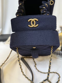 Chanel Navy Paris-Hamburg Accordion Bag Aged Gold Hardware, 2018