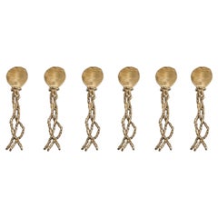 Set of Six Sculptural Handcrafted Cast Bronze Spoons by Daiana Meligrana