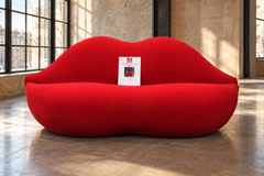 Canapé vintage « Bocca » de Gufram, conçu par Studio 65, rouge, Italie, authentique Salvador Dalí