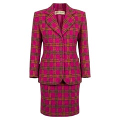 Yves Saint Laurent Variation Fuchsia Plaid Wool Skirt Suit - Fall/Winter97