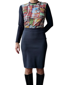 Azzedine Alaïa Black Wool & Carbon Fiber Pencil Skirt - 1990s (Spring1993)