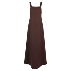 1970s Courrèges Couture Future “Space Age” Brown Wool Trapeze Maxi Dress