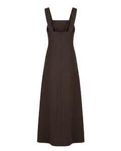1970s Courrèges Couture Future “Space Age” Brown Wool Trapeze Maxi Dress