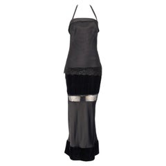 Dice Kayek Vintage Black Velvet Halter Evening Gown - 1990s