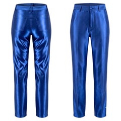 Yves Saint Laurent Variation Royal Blue Satin Pants - Spring/Summer 1997