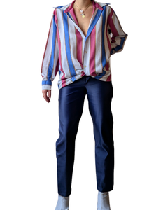 Yves Saint Laurent Variation Royal Blue Satin Pants - Spring/Summer 1997