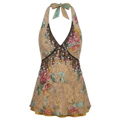 2000s Tiziano Mazzilli "Gypsy Couture" Beaded Silk Halter Dress