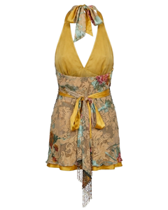 2000s Tiziano Mazzilli "Gypsy Couture" Beaded Silk Halter Dress