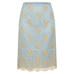 Moschino Cheap & Chic Frühjahr/Sommer 2001 – Midirock mit Spitzenüberzug in Tiffany-Blau
