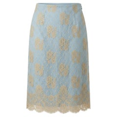 Jupe midi à superposition de dentelle bleu Tiffany Moschino Cheap & Chic printemps-été 2001
