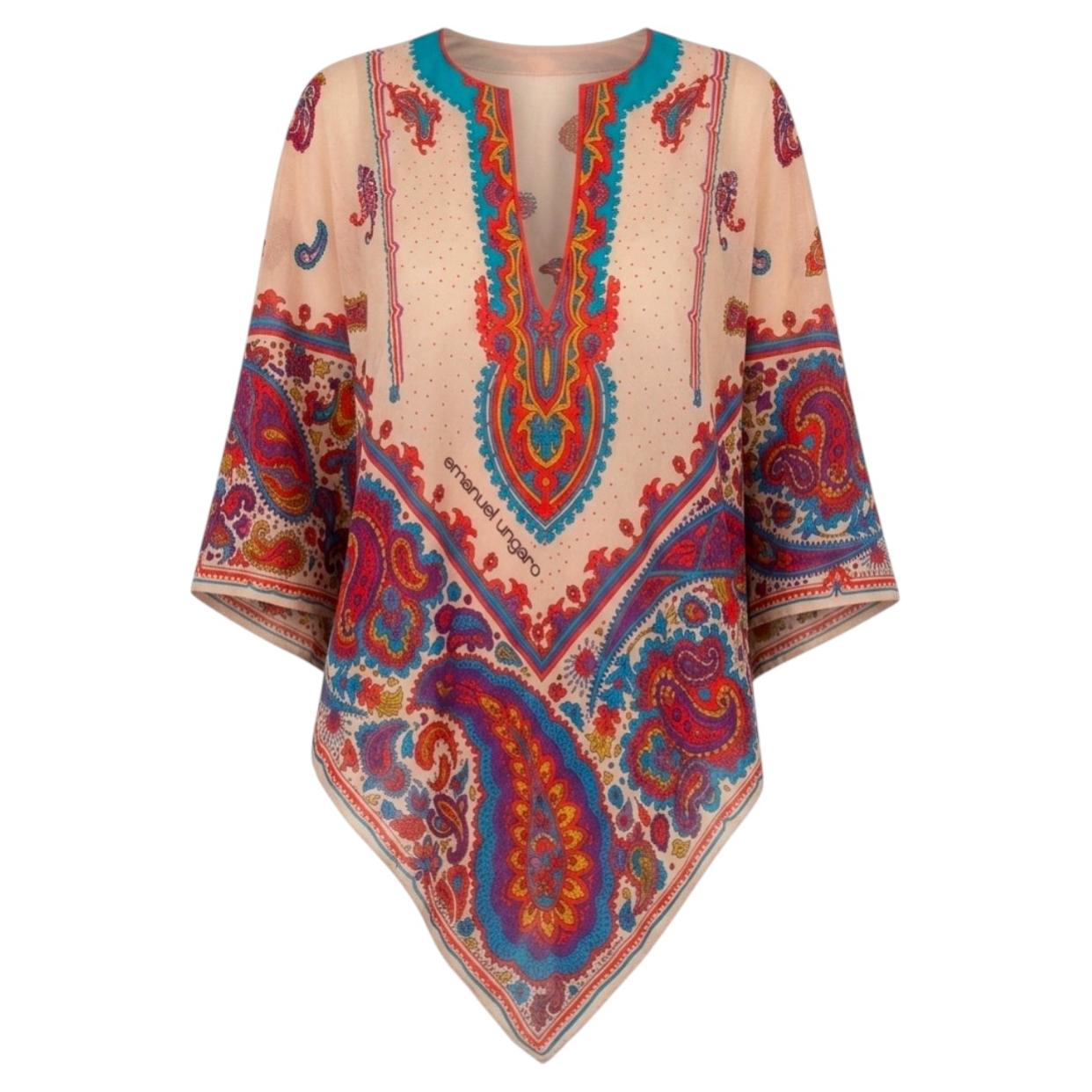 Emanuel Ungaro Spring/Summer 1977 Runway Paisley Print Cotton Poncho For Sale
