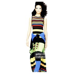 Moschino Cheap & Chic Spring/Summer 1997 Runway Rainbow Stripe Knit Maxi Dress