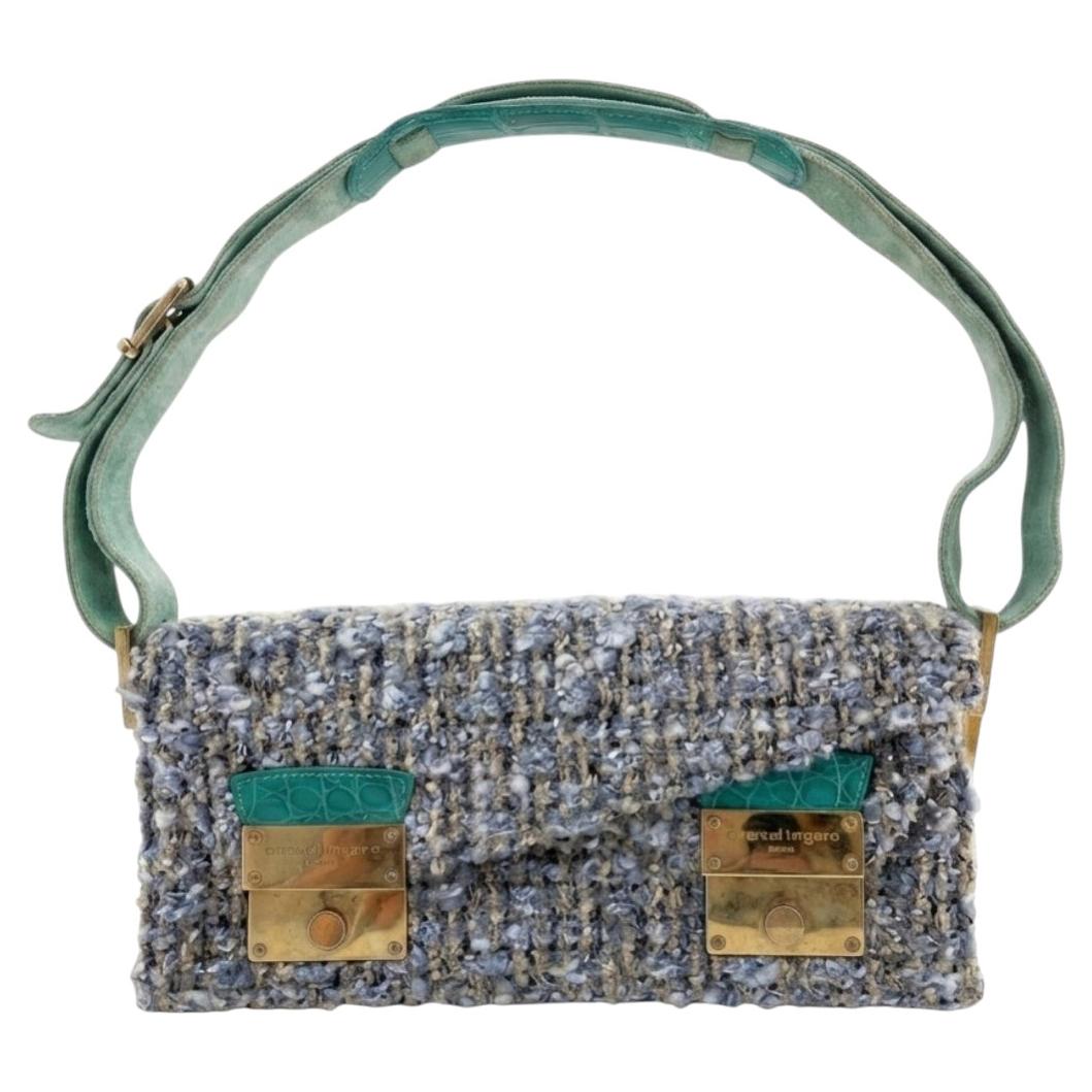 Pre-owned Emanuel Ungaro Paris Spring/summer 2002 Blue Tweed Baguette Bag