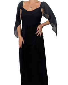 Blumarine Spring/Summer 2005 Black Silk Maxi Dress — Floating Angel Sleeves