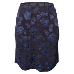 Lolita Lempicka Fall/Winter 1997 Brown & Navy Floral Jacquard Satin Midi Skirt