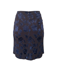 Lolita Lempicka Fall/Winter 1997 Brown & Navy Floral Jacquard Satin Midi Skirt