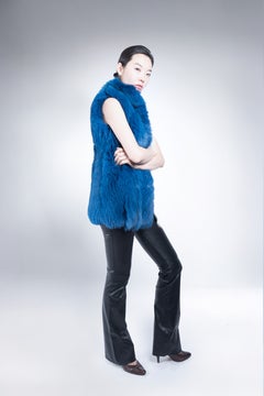 Dyed fox blue&white - Bowie - Vulpes Vulpes - Shawl Fluffy