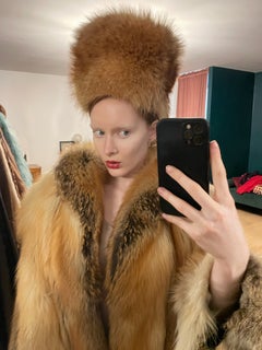 Spotlight Red Fox Fur Shawl Fluffy Vintage 1970s