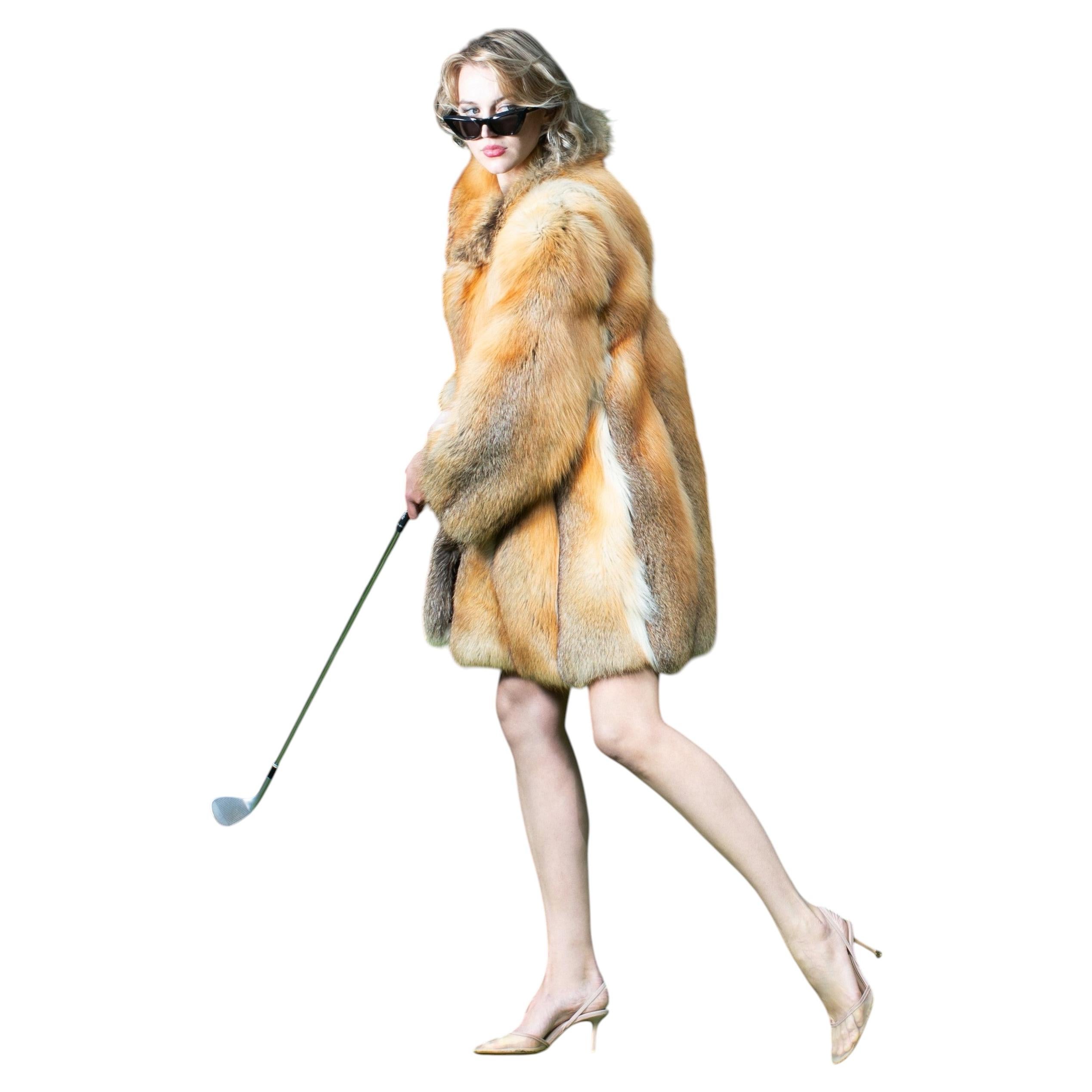 Spotlight Red Fox Fur Shawl Fluffy Vintage 1970s For Sale