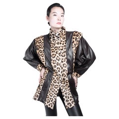 Unisex Leopard Pattern&Leather 1970s