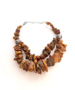 1980s Large Vintage Raw Baltic Amber Necklace, Graduated, 290 Grams