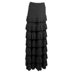 AlaÏa Fall 2009 Long ruffled black textured wool maxi skirt