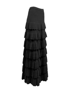 AlaÏa Fall 2009 Long ruffled black textured wool maxi skirt