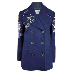 Valentino Pierpaolo Piccioli Prefall 2016 Navy embroidered peacoat