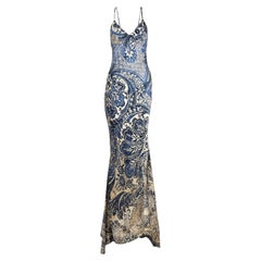 Robe longue en soie imprimée Roberto Cavalli, 2005