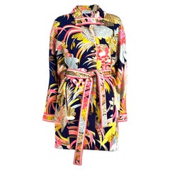 Leonard Long wool belted floral jacket