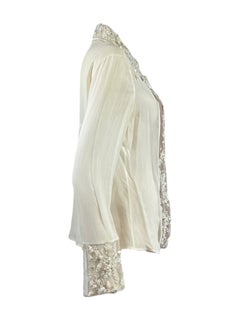 Valentino Fall 2001 Ecru embroidered blouse in crepe silk