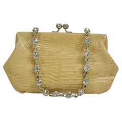 Sac de soirée Valentino Garavani en cuir de lézard beige