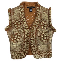 Roberto Cavalli 2006 Cropped vest gold lacquered knit