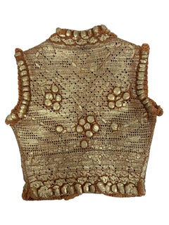 Roberto Cavalli 2006 Cropped vest gold lacquered knit