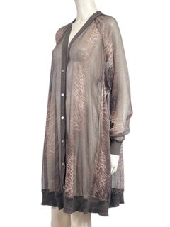 Hermes Jean Paul Gaultier Long cardigan crepe silk printed tiger