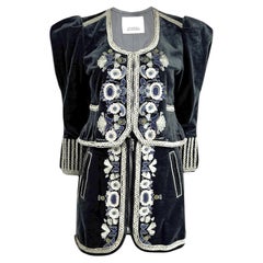 Isabel Marant Spring 2023 Grey embroidered velvet skirt suit