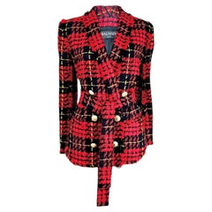 Balmain Olivier Rousteing Prefall 2020 Plaid tweed jacket